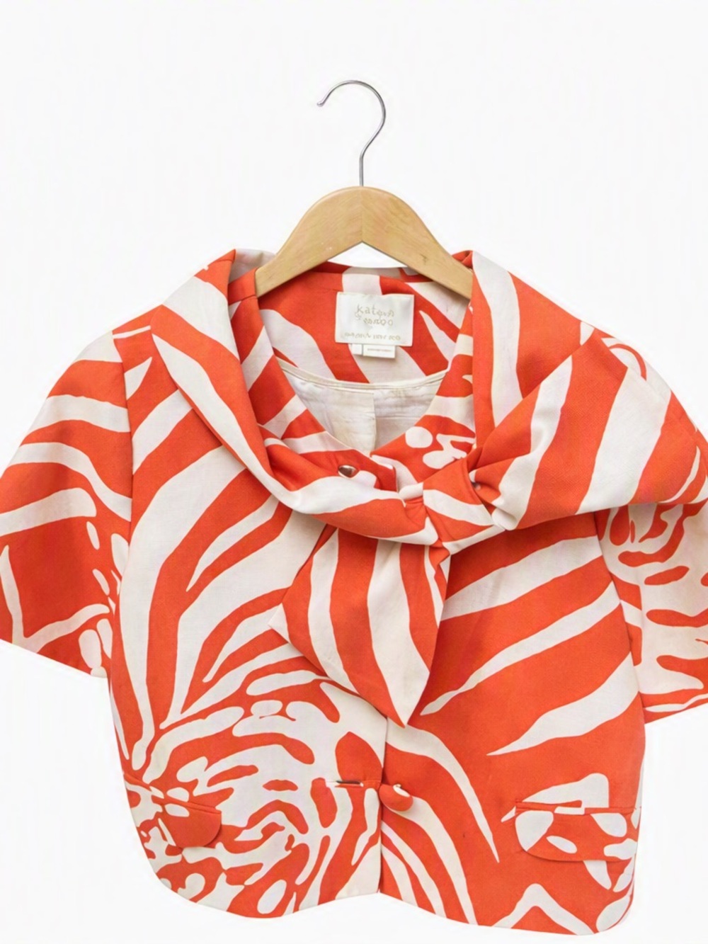 Kate Spade Orange and White Abstract Print Tunic Jacket